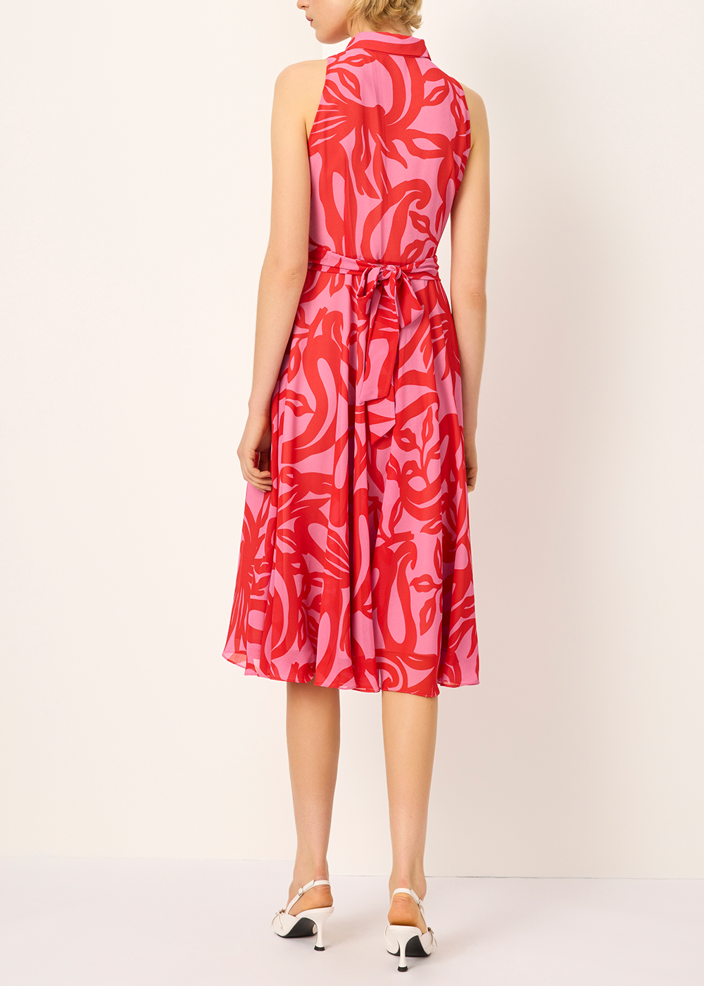 SALAZIA Red-Pink Floral Print Dresses