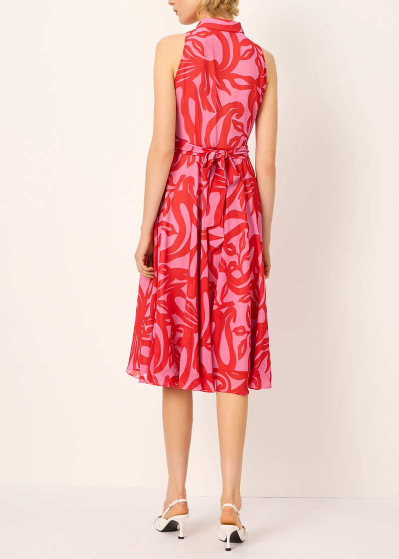 SALAZIA Red-Pink Floral Print Dresses