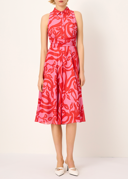 SALAZIA Red-Pink Floral Print Dresses