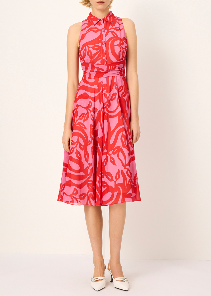 SALAZIA Red-Pink Floral Print Dresses