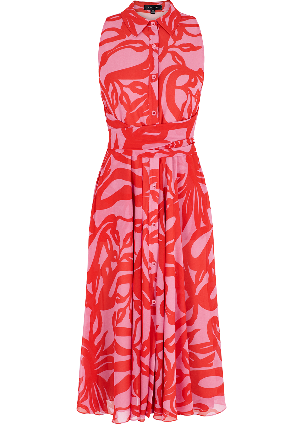 SALAZIA Red-Pink Floral Print Dresses