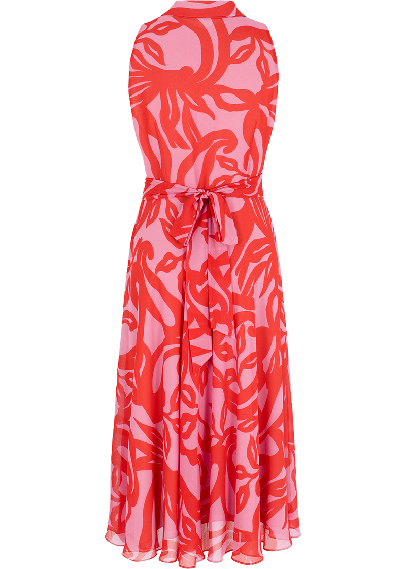 SALAZIA Red-Pink Floral Print Dresses
