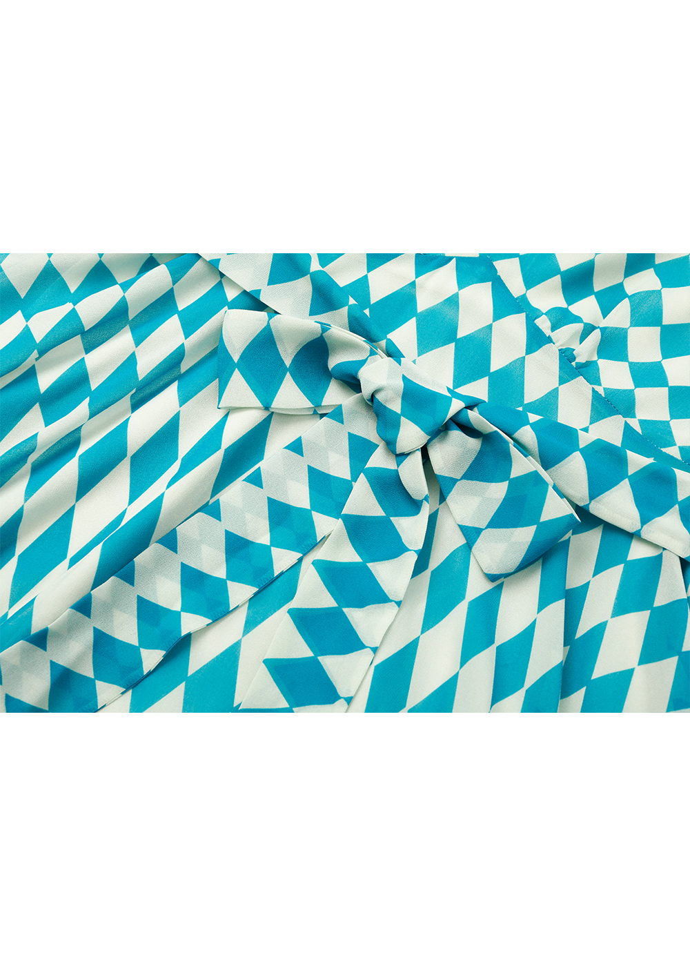 SALAZIA Blue-White Diamond Print Dresses