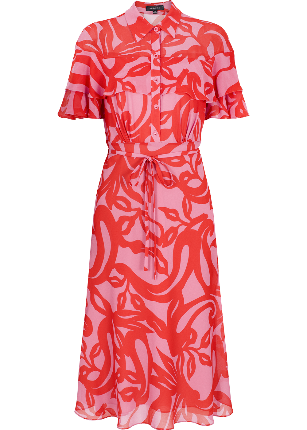 SALAZIA Red-Pink Floral Short-Sleeve Dresses