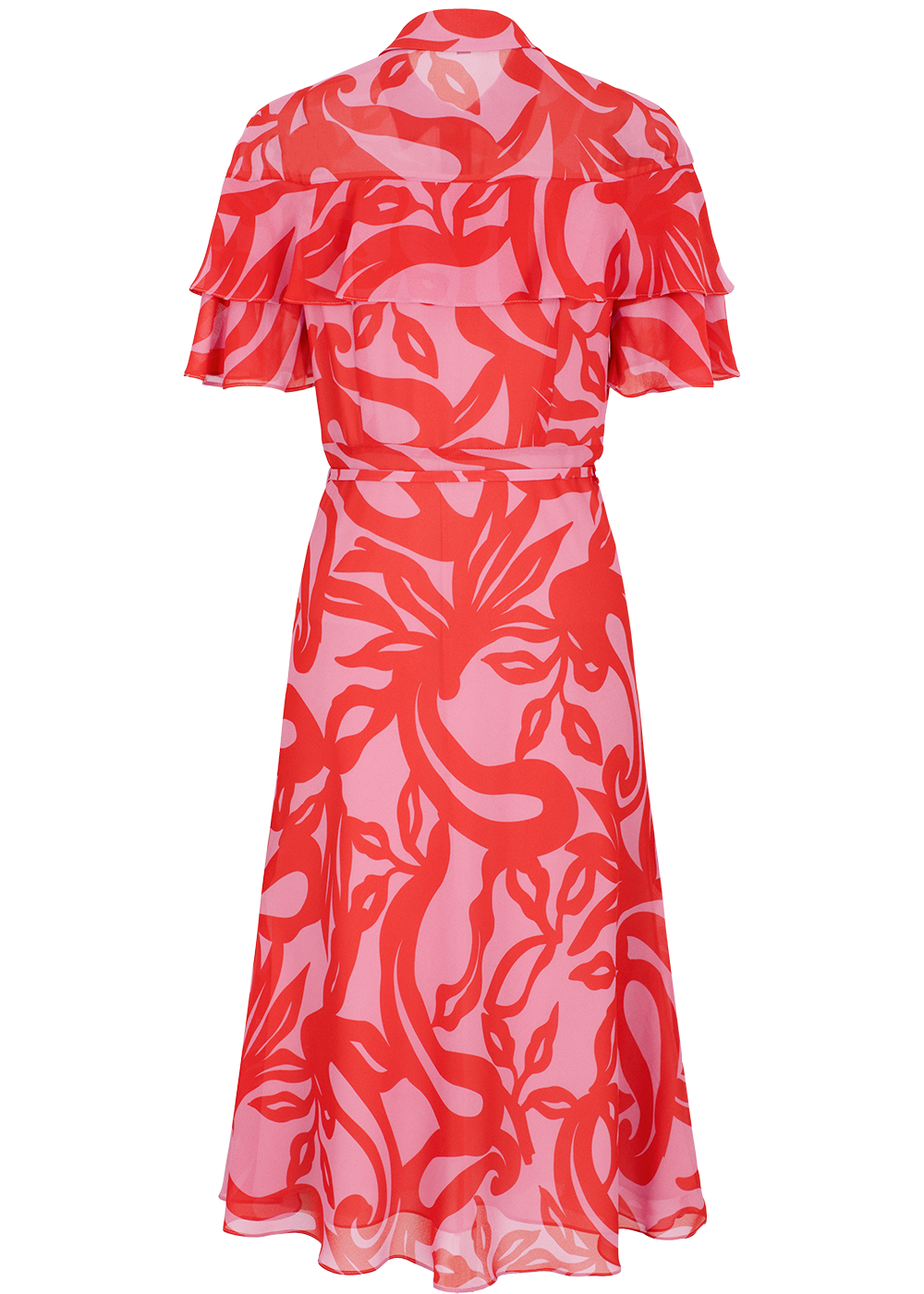 SALAZIA Red-Pink Floral Short-Sleeve Dresses