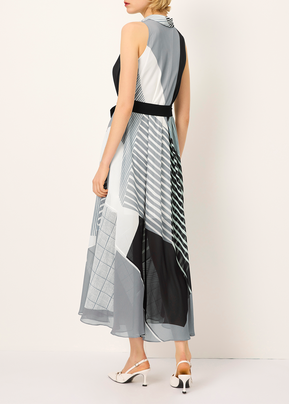 SALAZIA Black-White Art Print Maxi Dresses