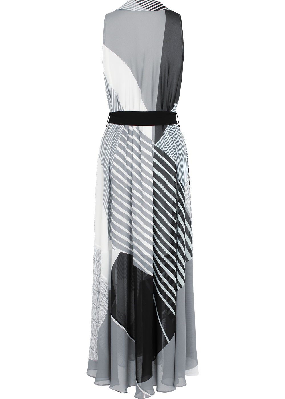 SALAZIA Black-White Art Print Maxi Dresses