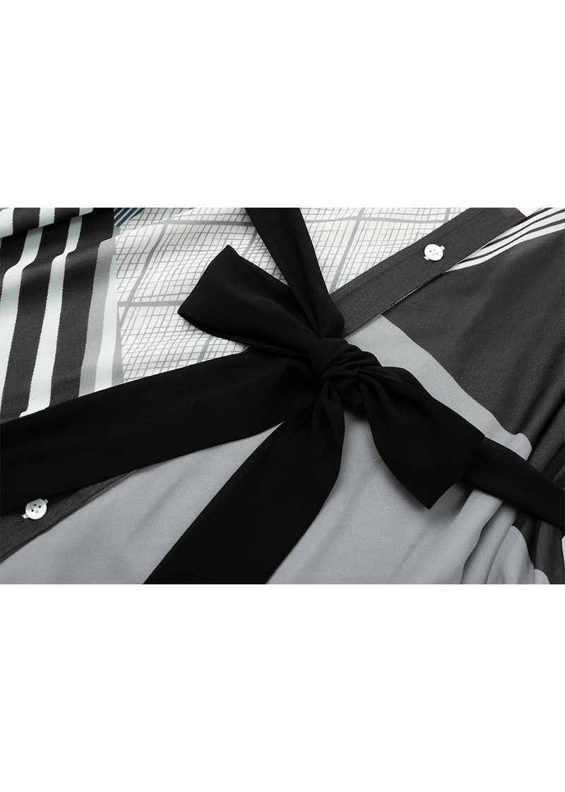 SALAZIA Black-White Art Print Maxi Dresses