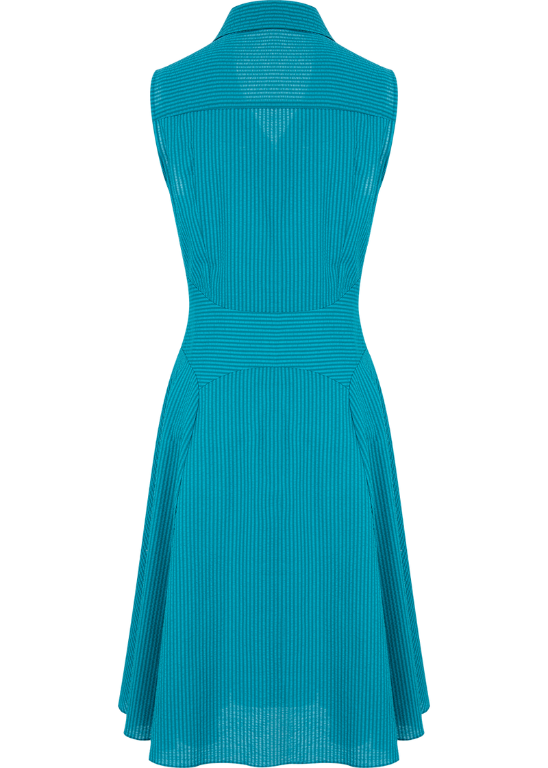 SALAZIA Blue-Green Stripe Cotton Dresses