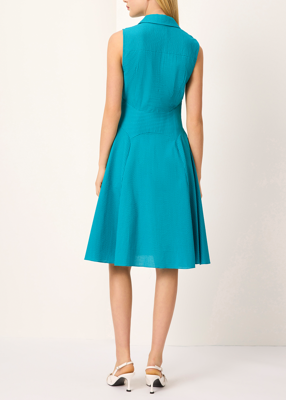 SALAZIA Blue-Green Stripe Cotton Dresses