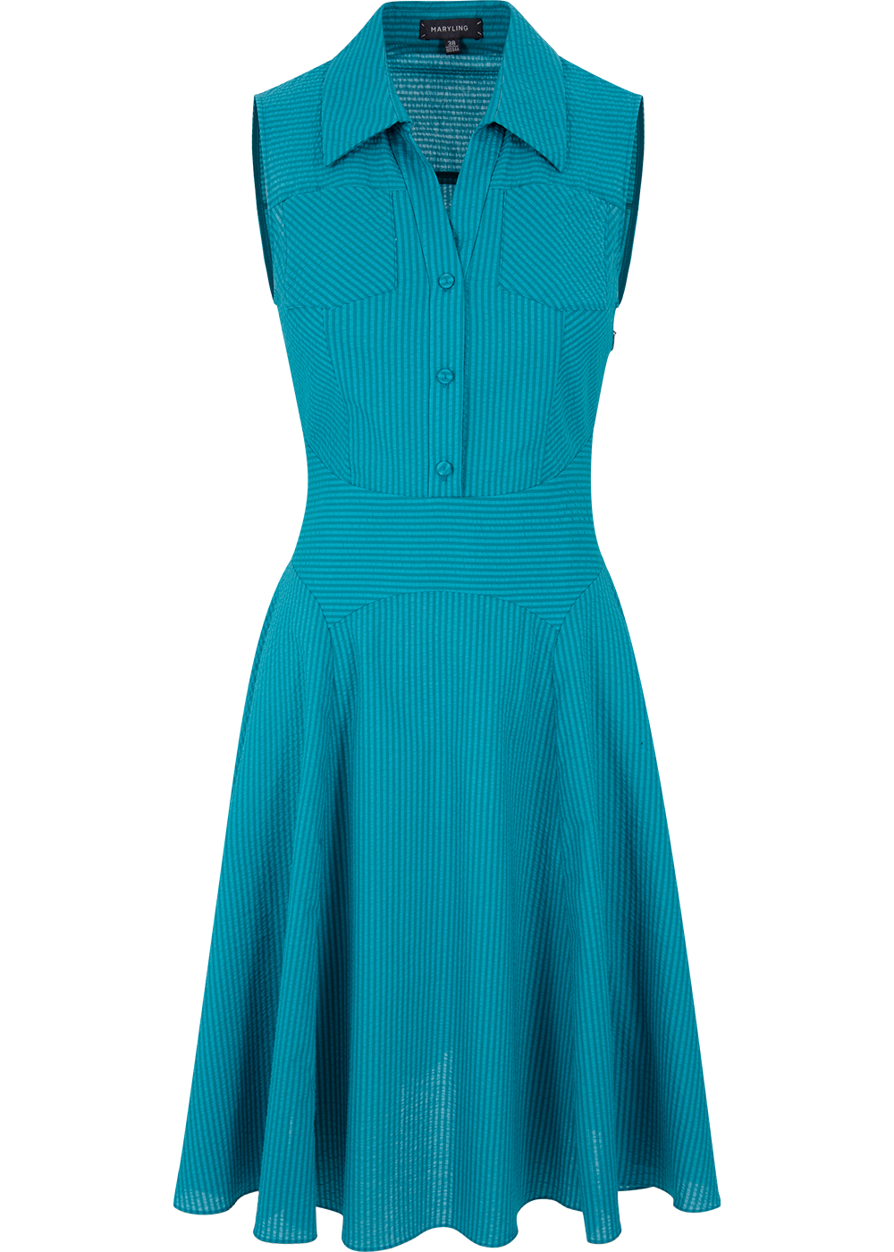 SALAZIA Blue-Green Stripe Cotton Dresses