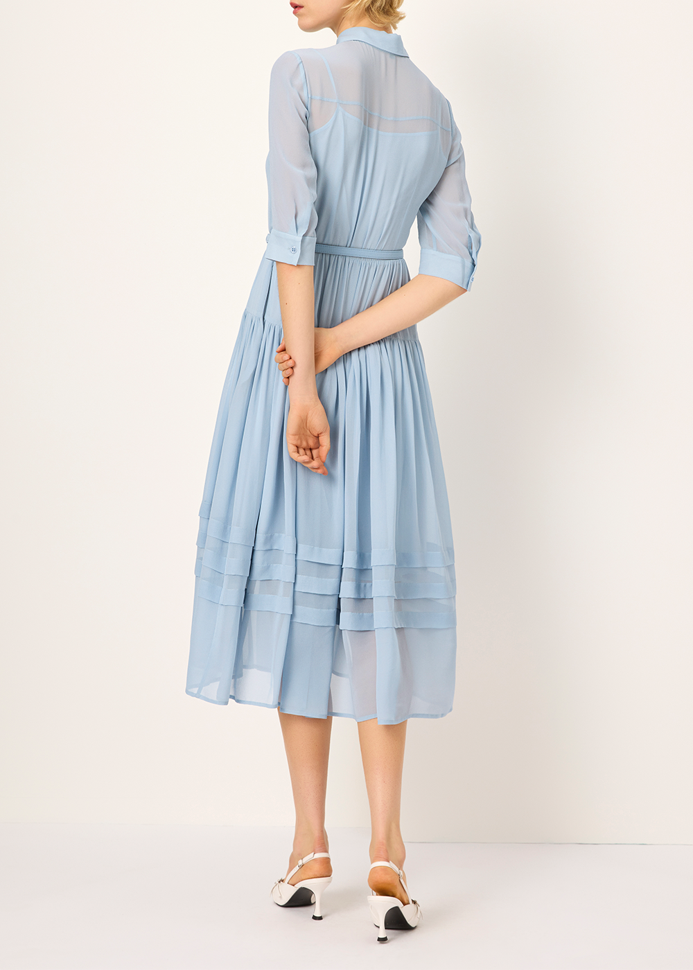SALAZIA Misty Blue Silk Dresses