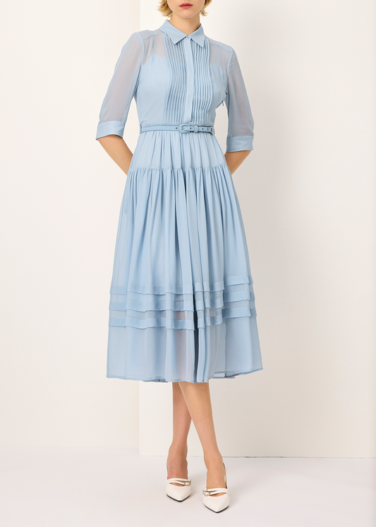 SALAZIA Misty Blue Silk Dresses