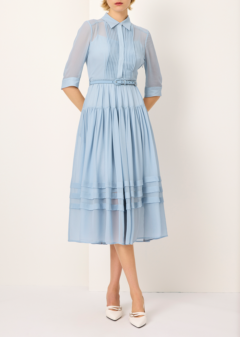 SALAZIA Misty Blue Silk Dresses
