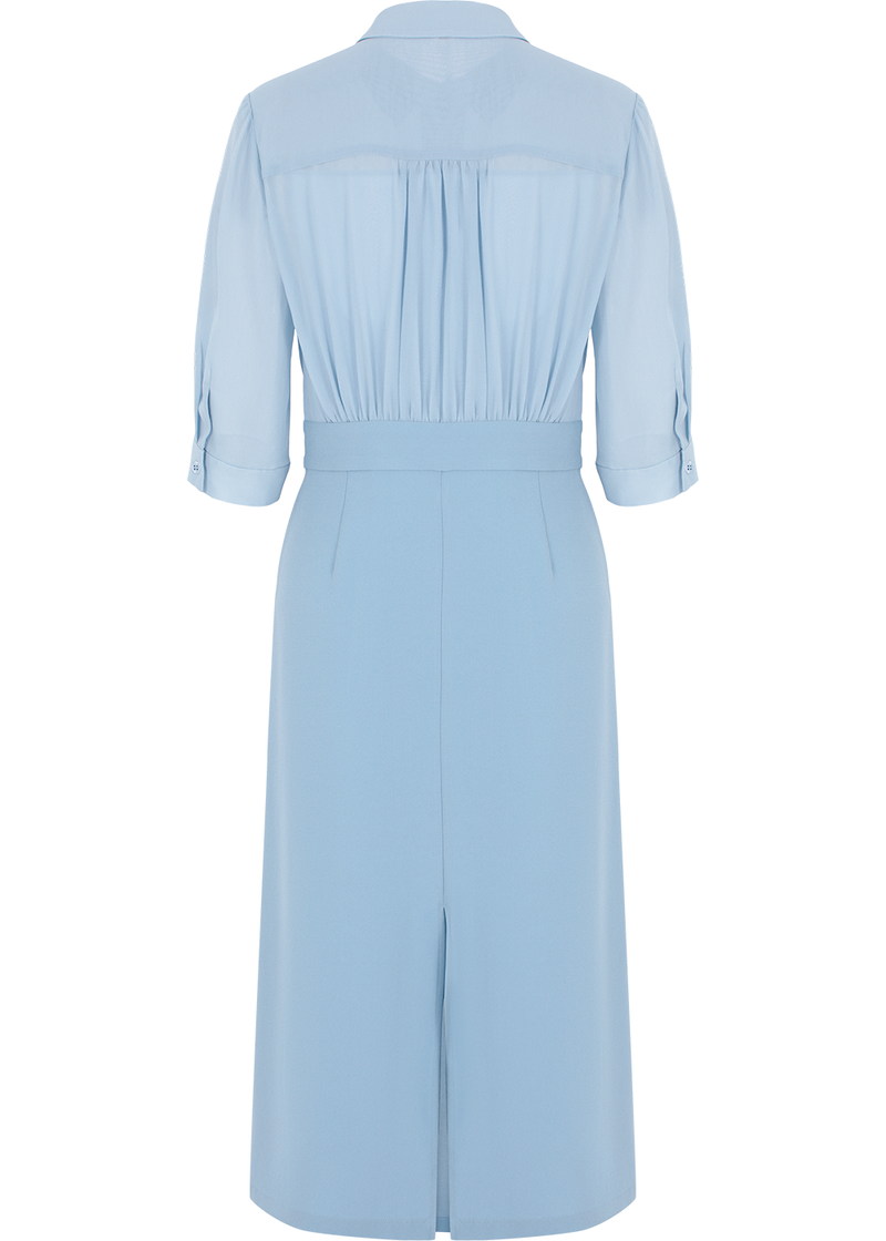 SALAZIA Misty Blue Silk-Triacetate Blend Dresses