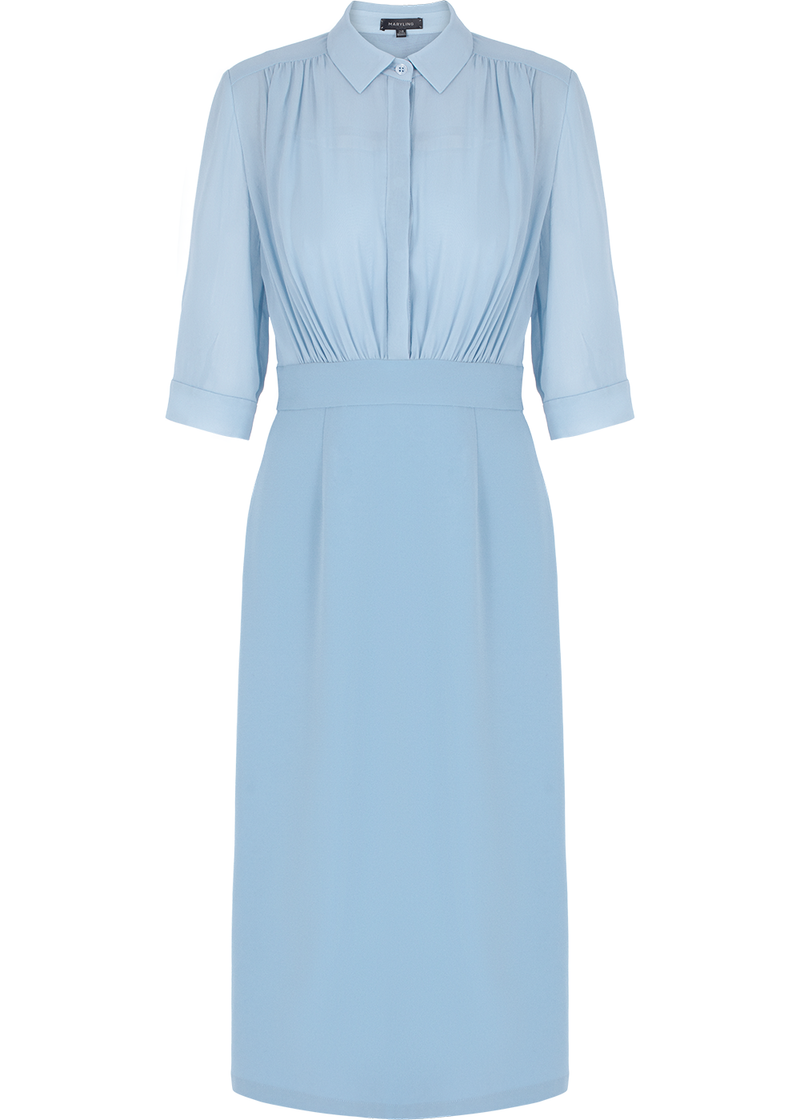 SALAZIA Misty Blue Silk-Triacetate Blend Dresses