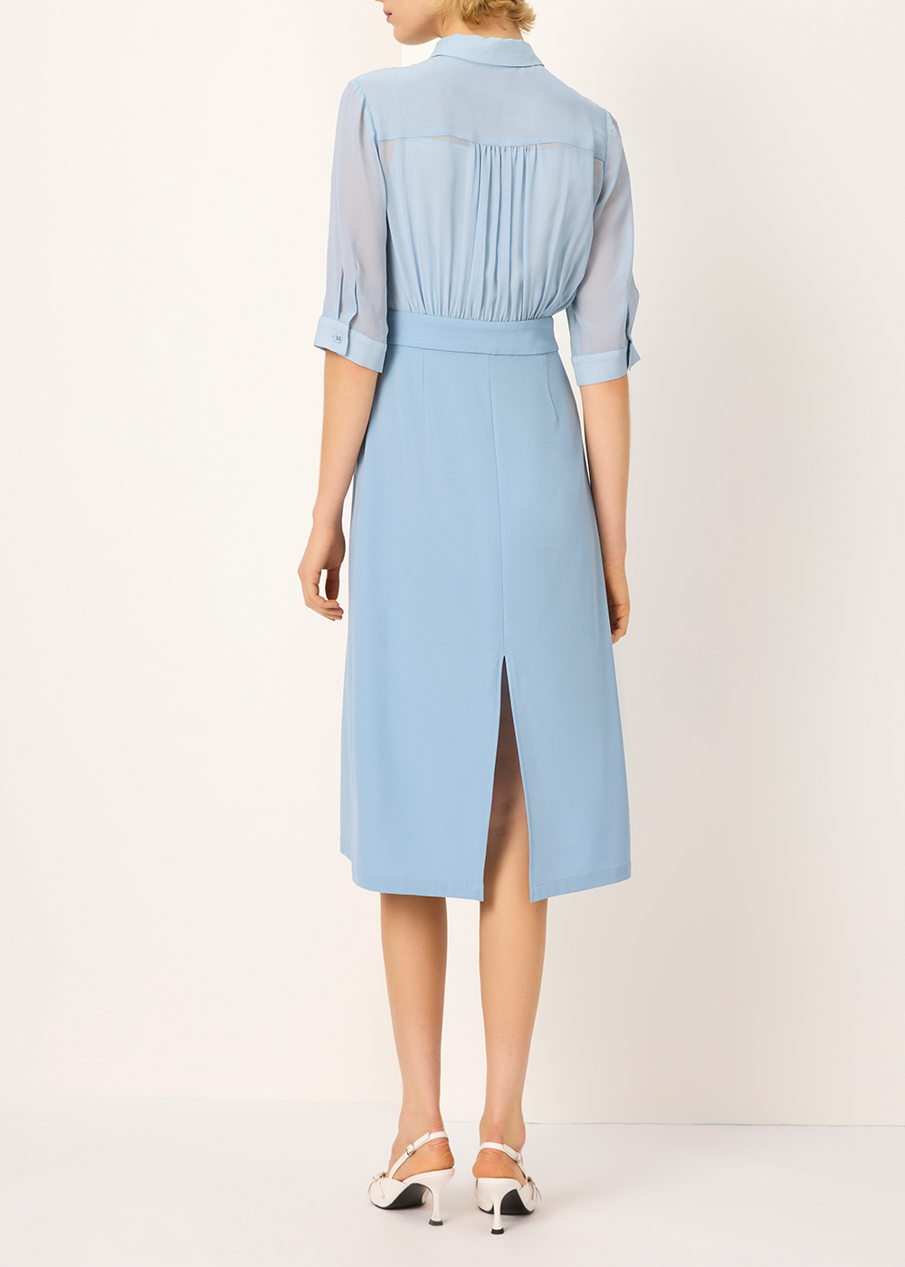 SALAZIA Misty Blue Silk-Triacetate Blend Dresses