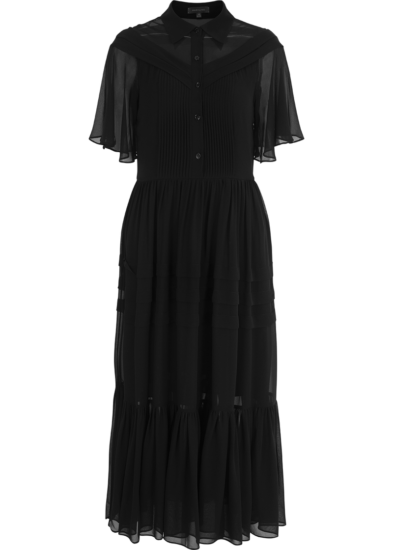 SALAZIA Black Silk Maxi Dresses