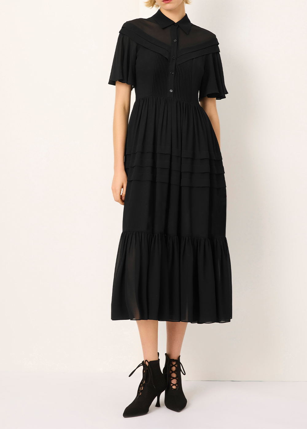 SALAZIA Black Silk Maxi Dresses