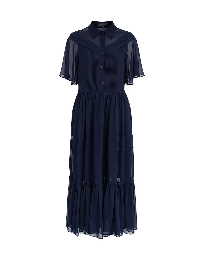SALAZIA Linen Gauze Sleeve Openwork Long Dresses