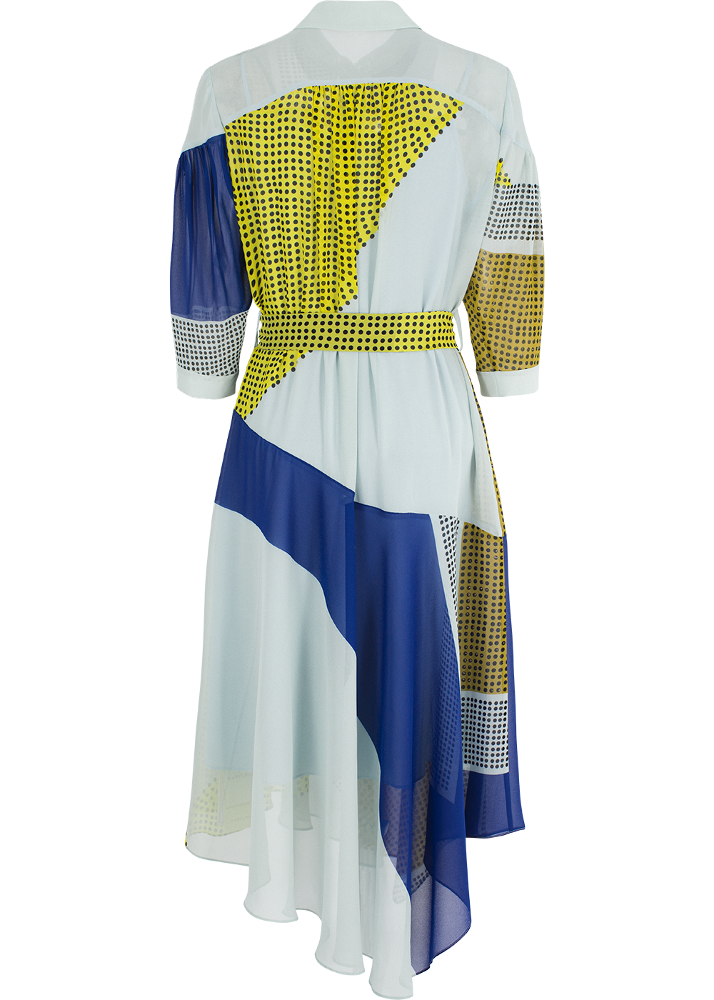 SALAZIA Blue-Brown Collage Long-Sleeve Dresses