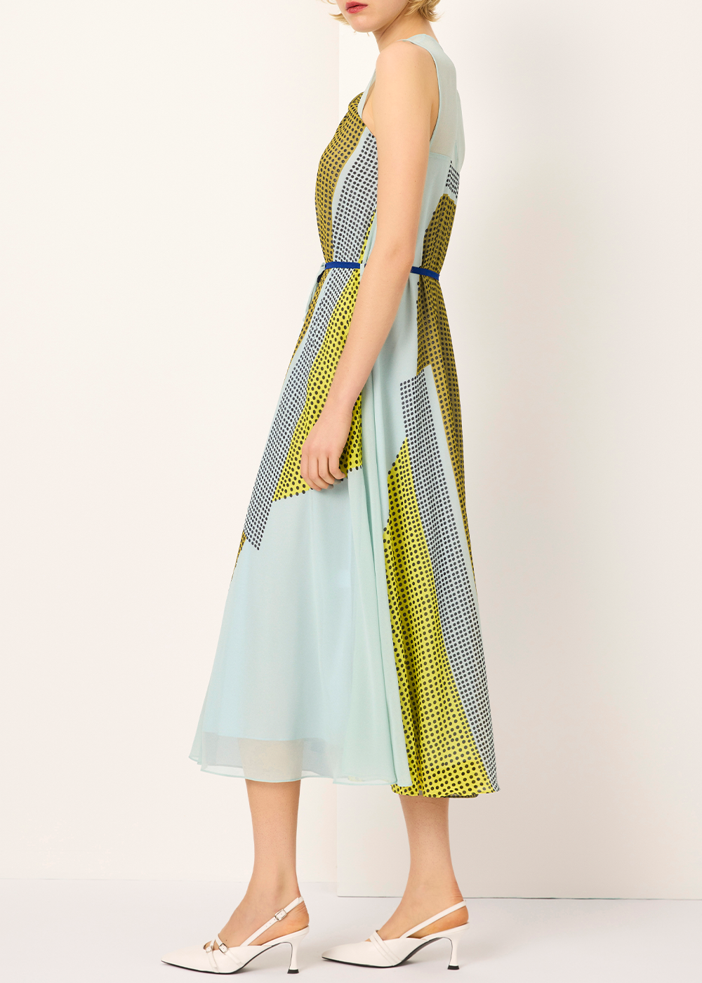 SALAZIA Blue-Brown Collage Print Dresses