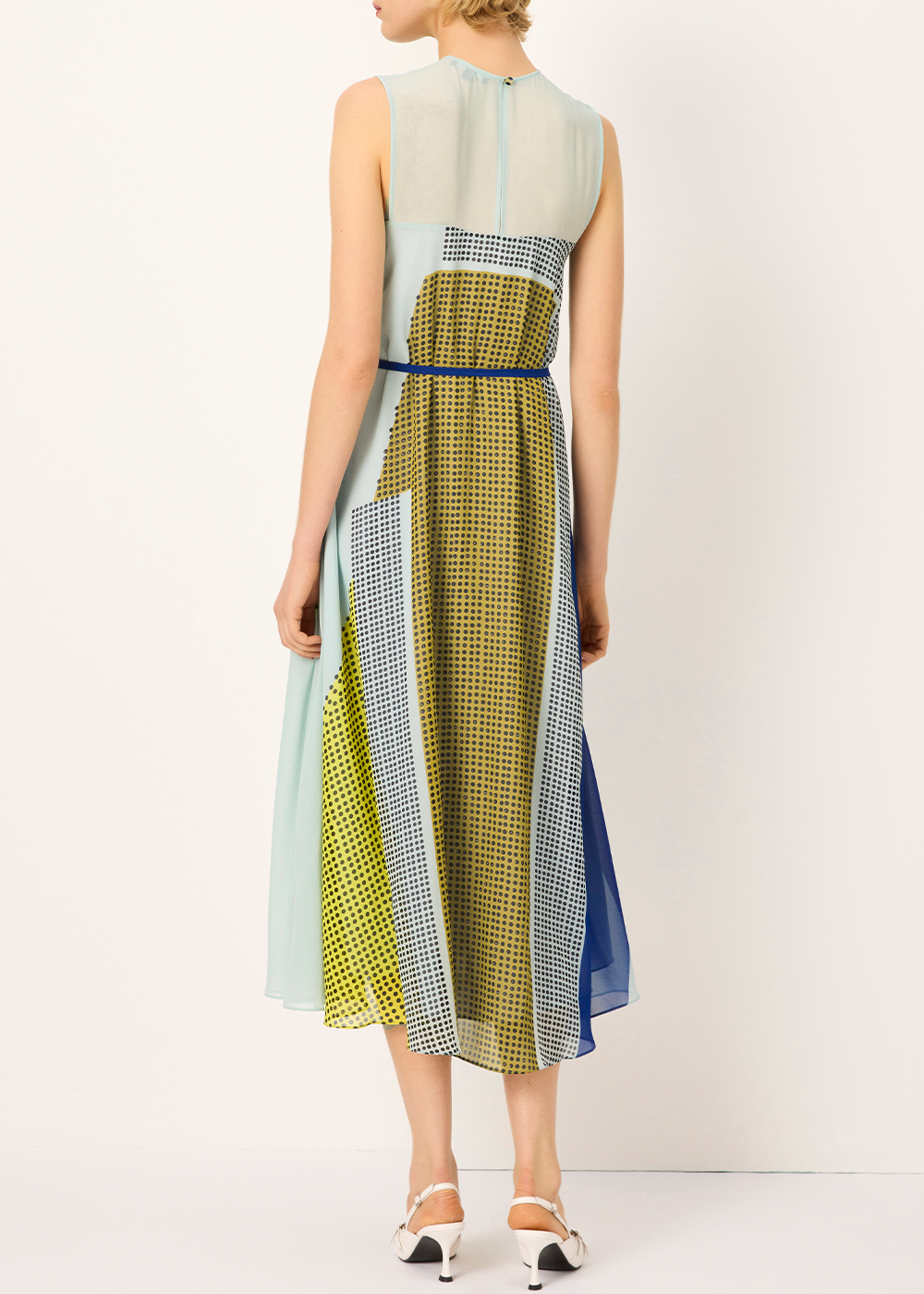 SALAZIA Blue-Brown Collage Print Dresses