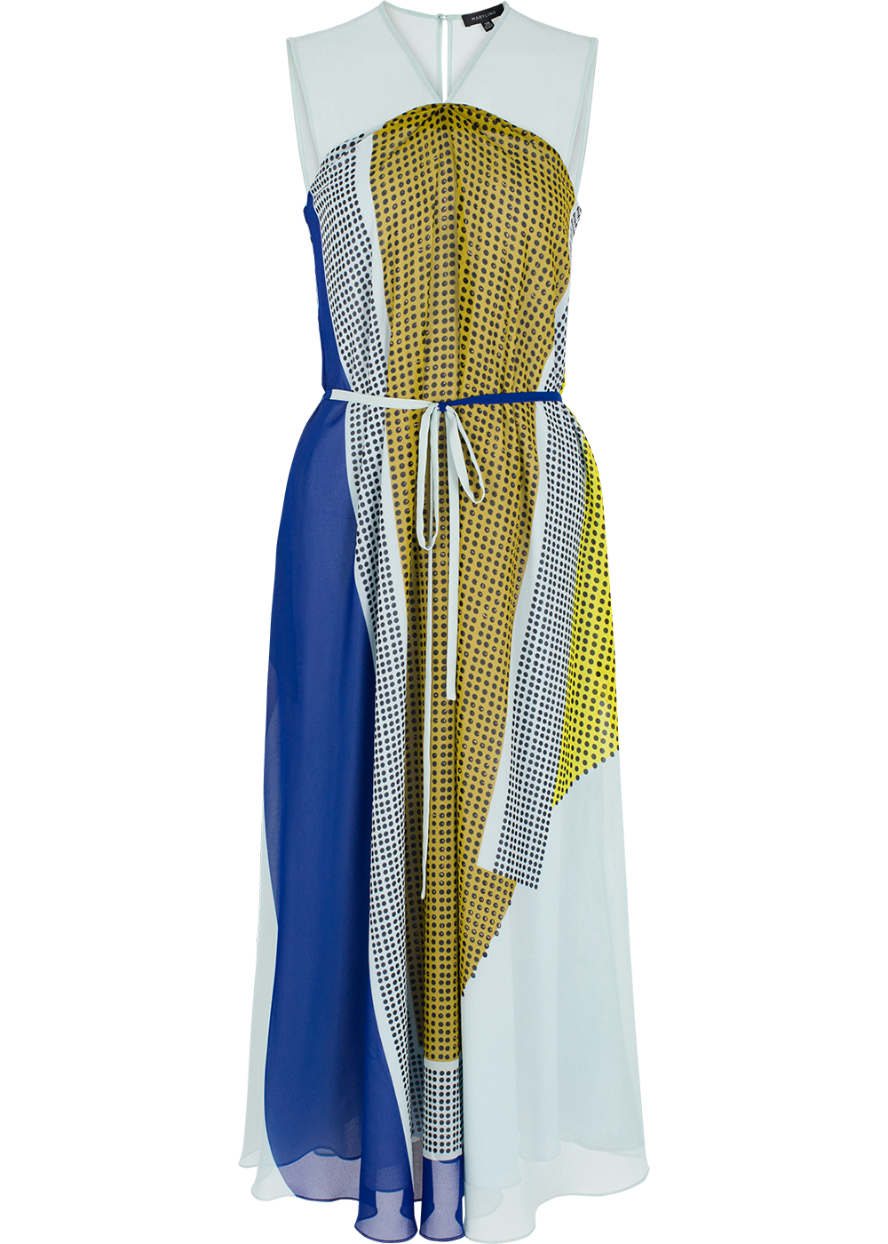 SALAZIA Blue-Brown Collage Print Dresses