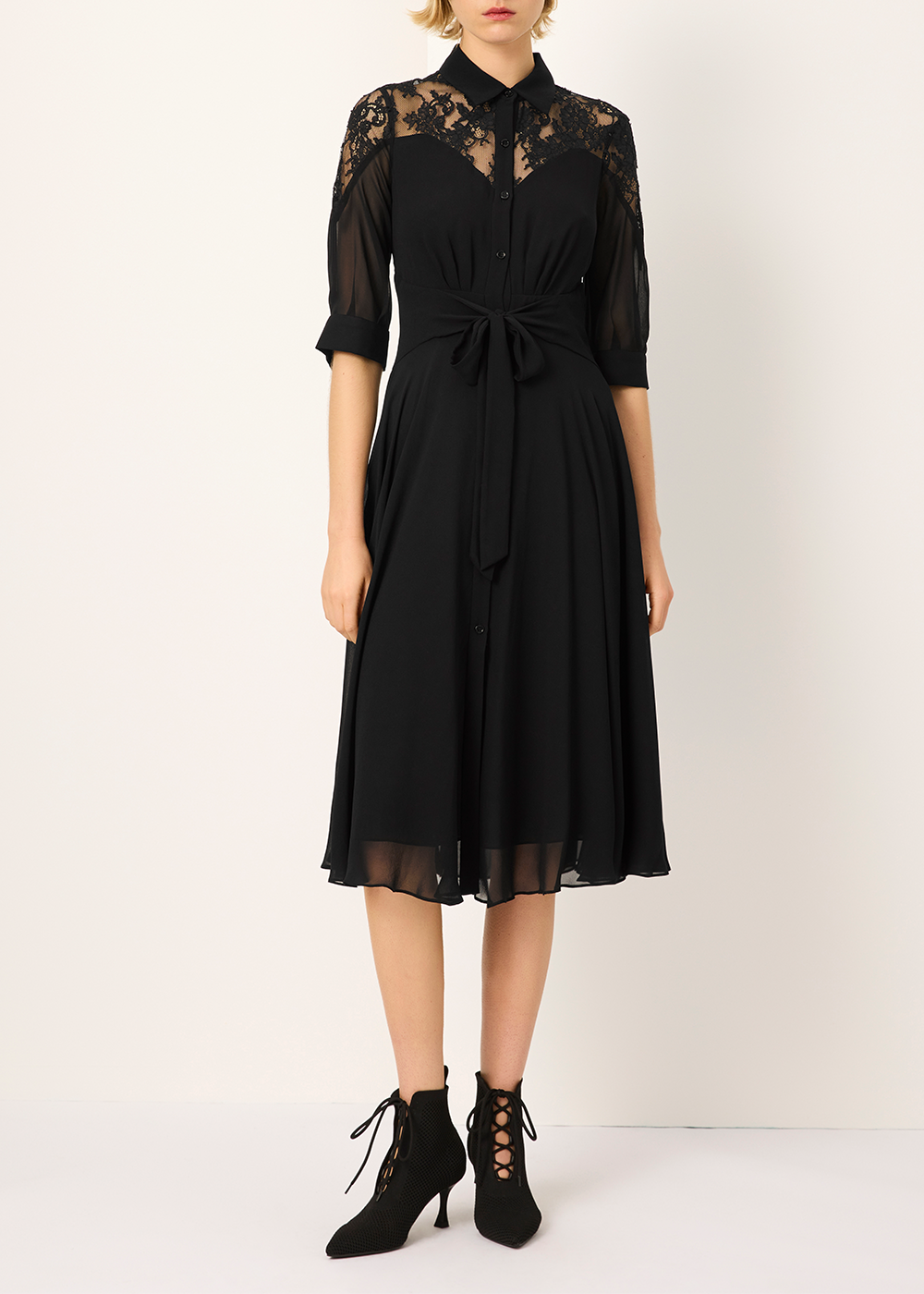 SALAZIA Black Silk Lace Dresses