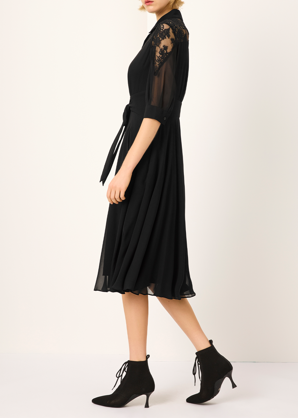 SALAZIA Black Silk Lace Dresses