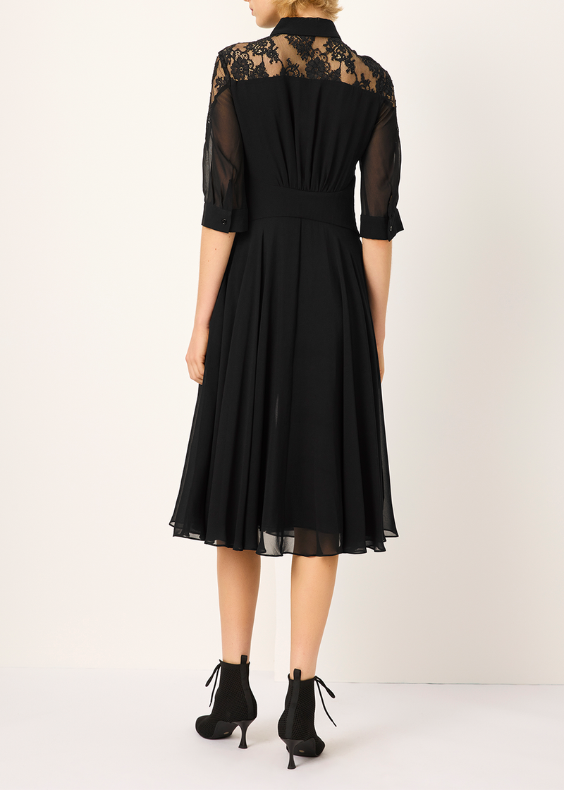 SALAZIA Black Silk Lace Dresses