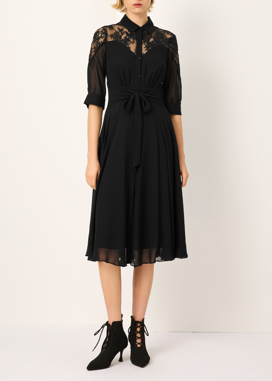 SALAZIA Black Silk Lace Dresses
