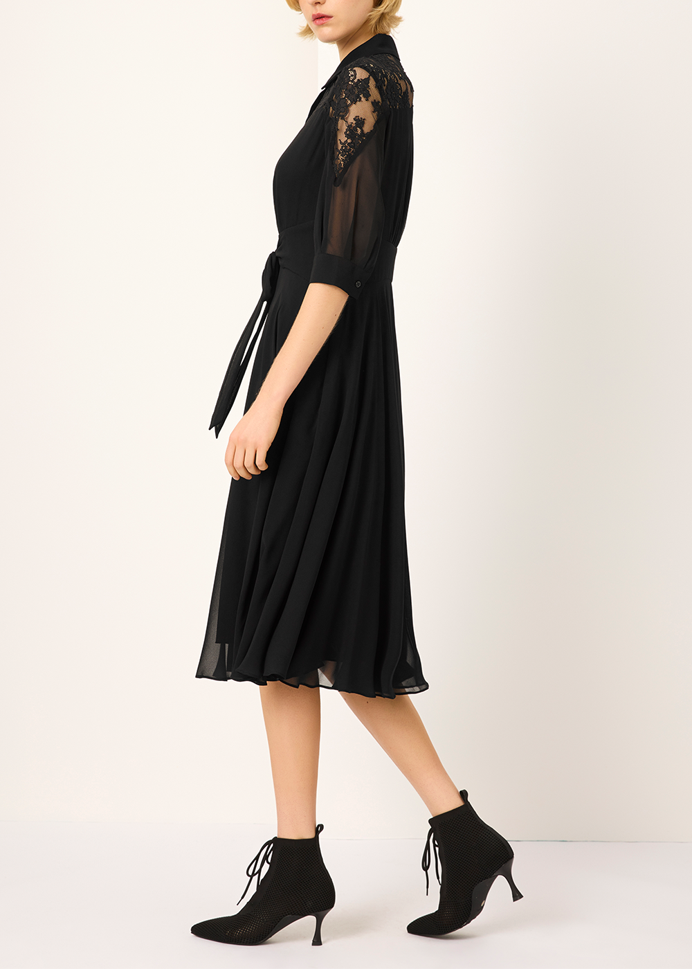 SALAZIA Black Silk Lace Dresses