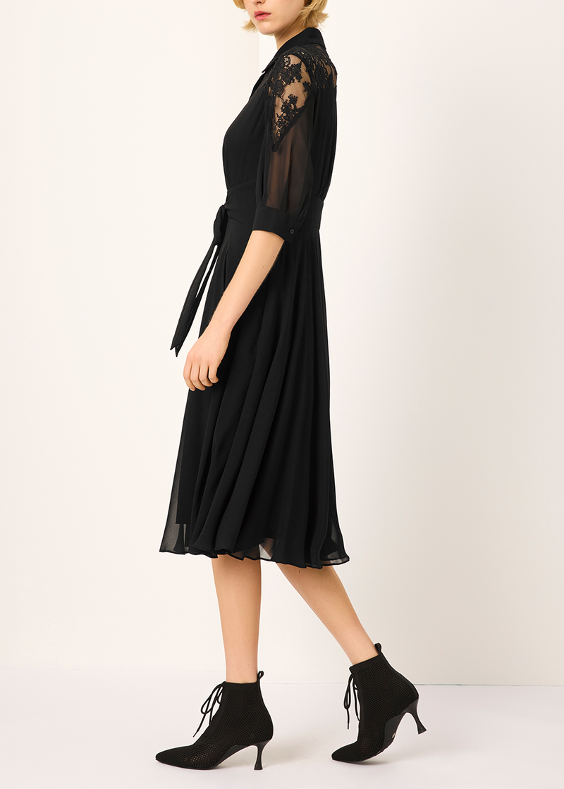 SALAZIA Black Silk Lace Dresses