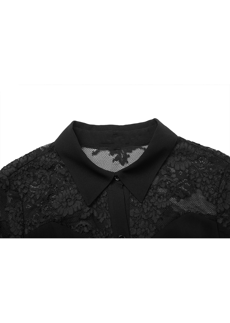 SALAZIA Black Silk Lace Dresses