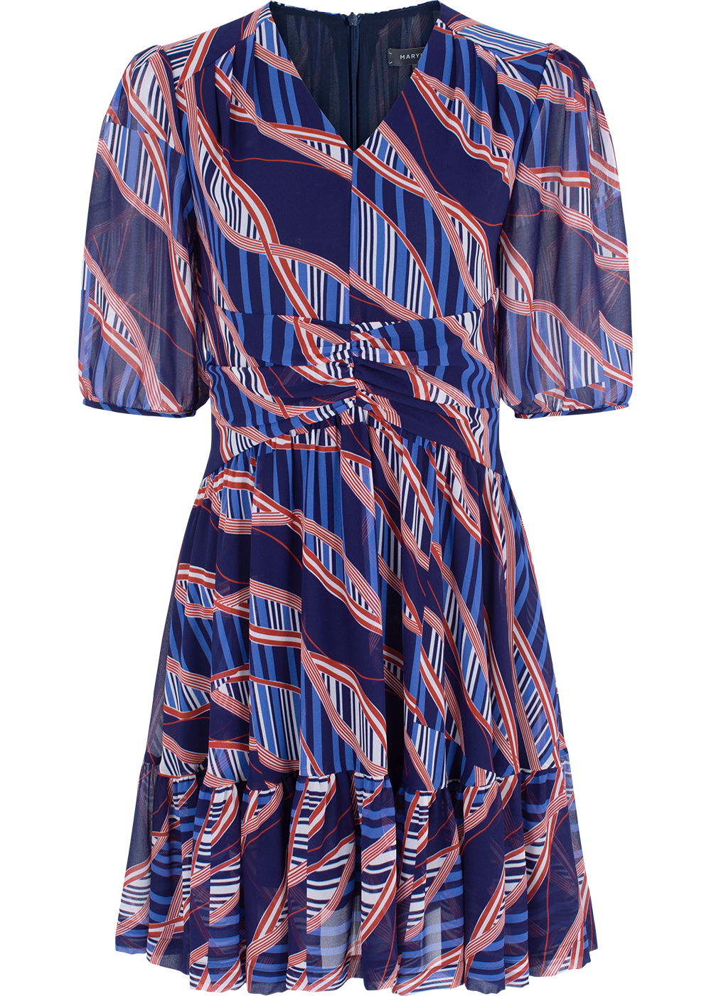 SALAZIA Blue-Red Wave Print Dresses