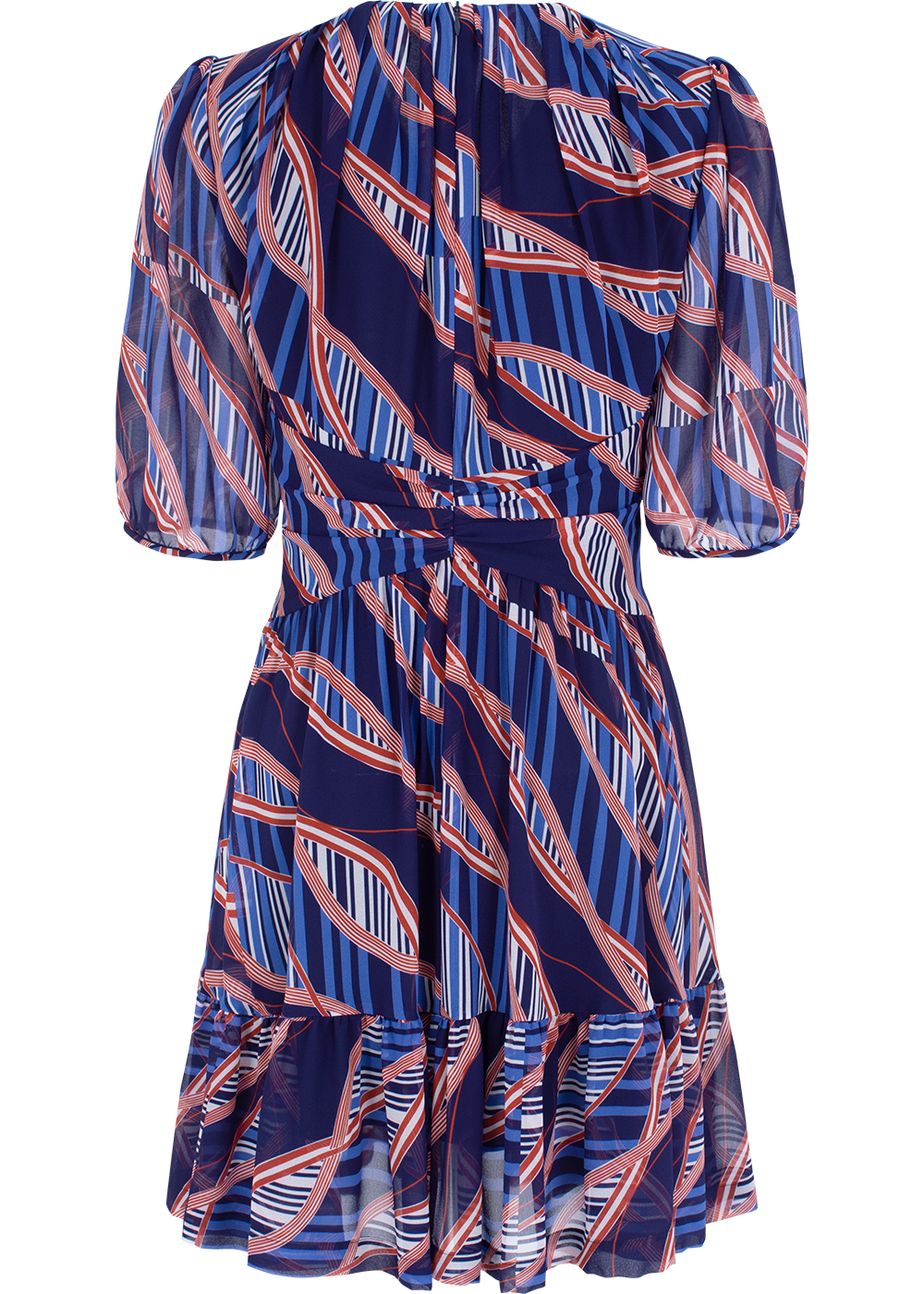 SALAZIA Blue-Red Wave Print Dresses