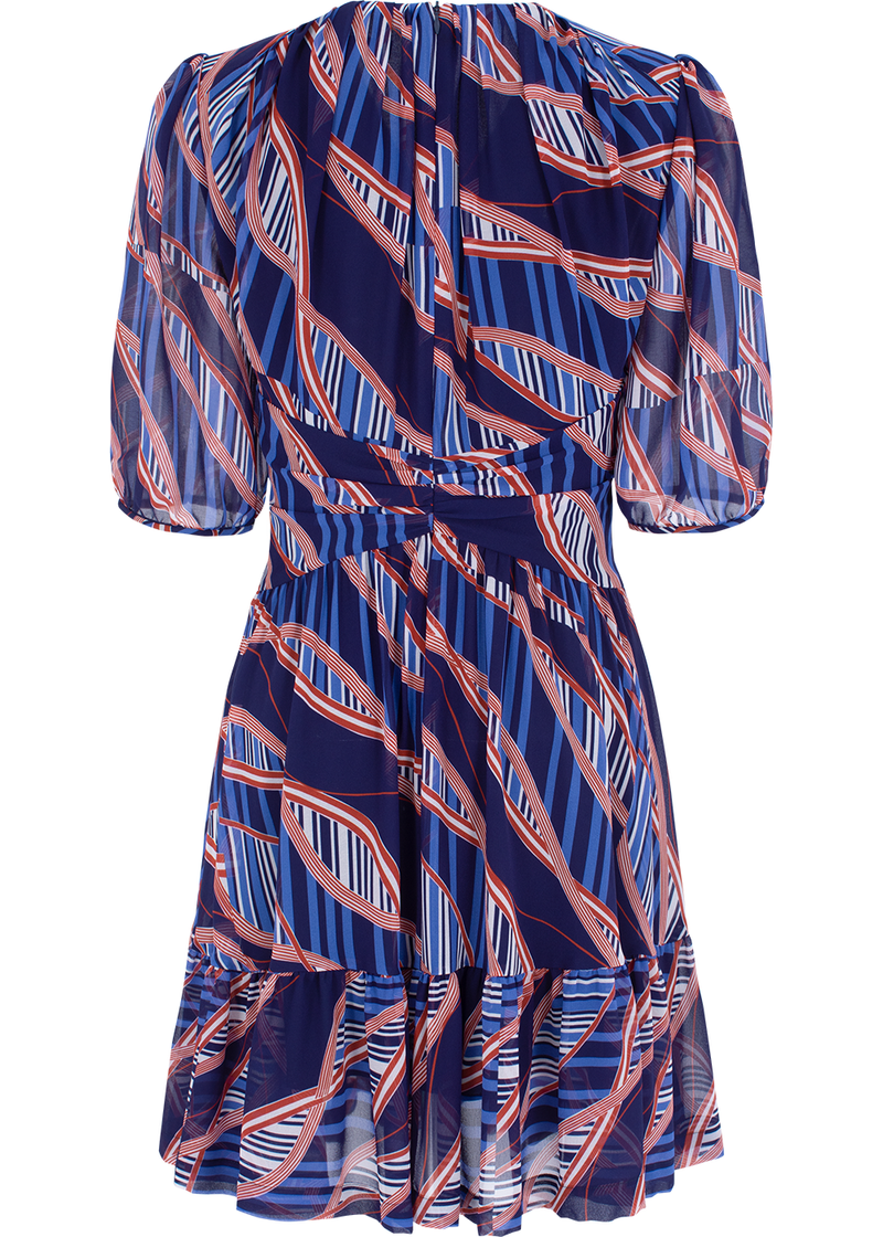 SALAZIA Blue-Red Wave Print Dresses