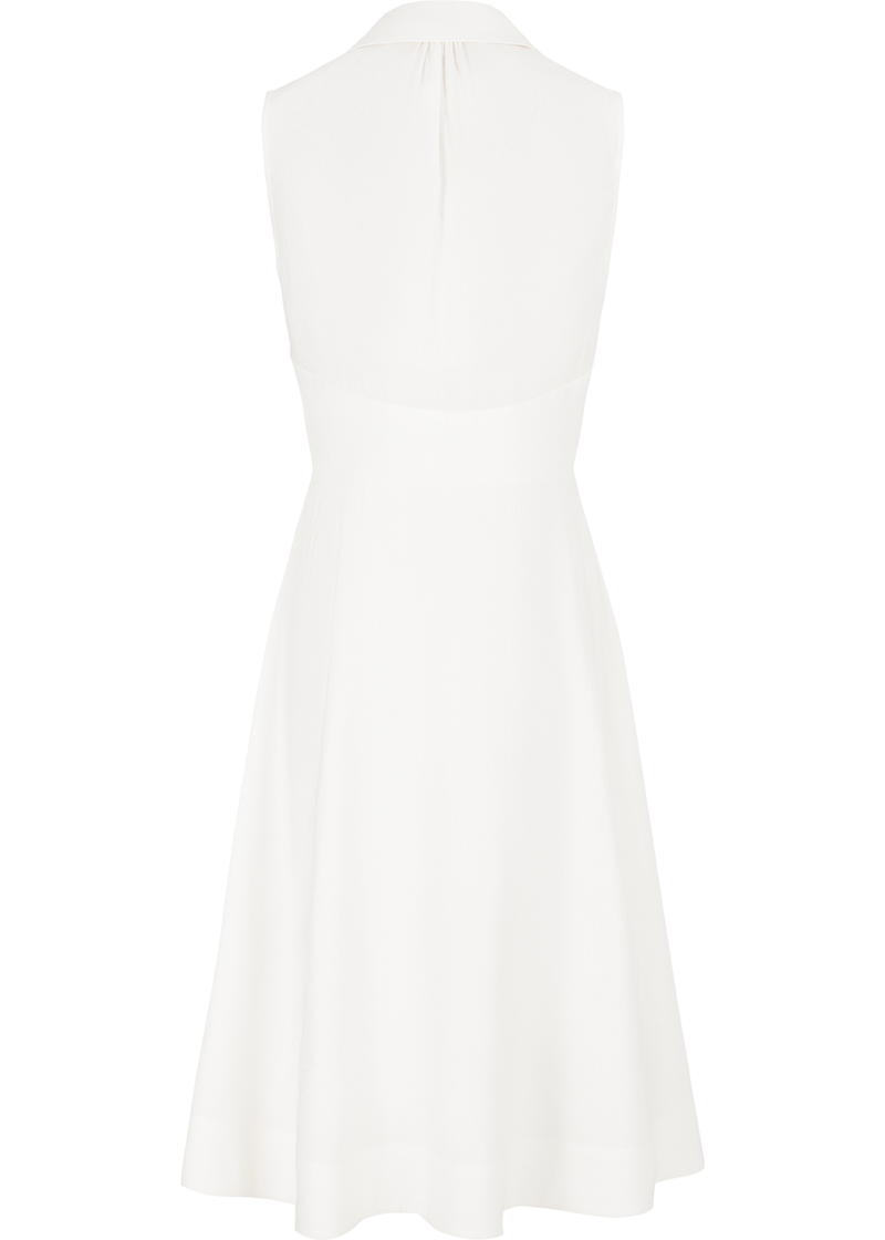 SALAZIA White Linen-Viscose Blend Long-Sleeve Dresses