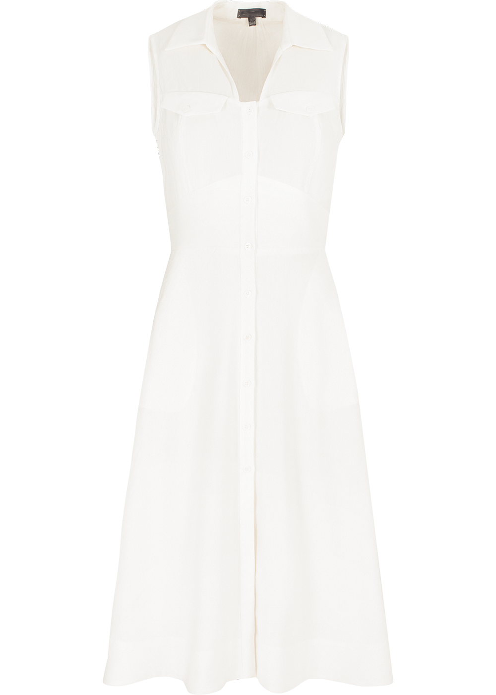 SALAZIA White Linen-Viscose Blend Long-Sleeve Dresses
