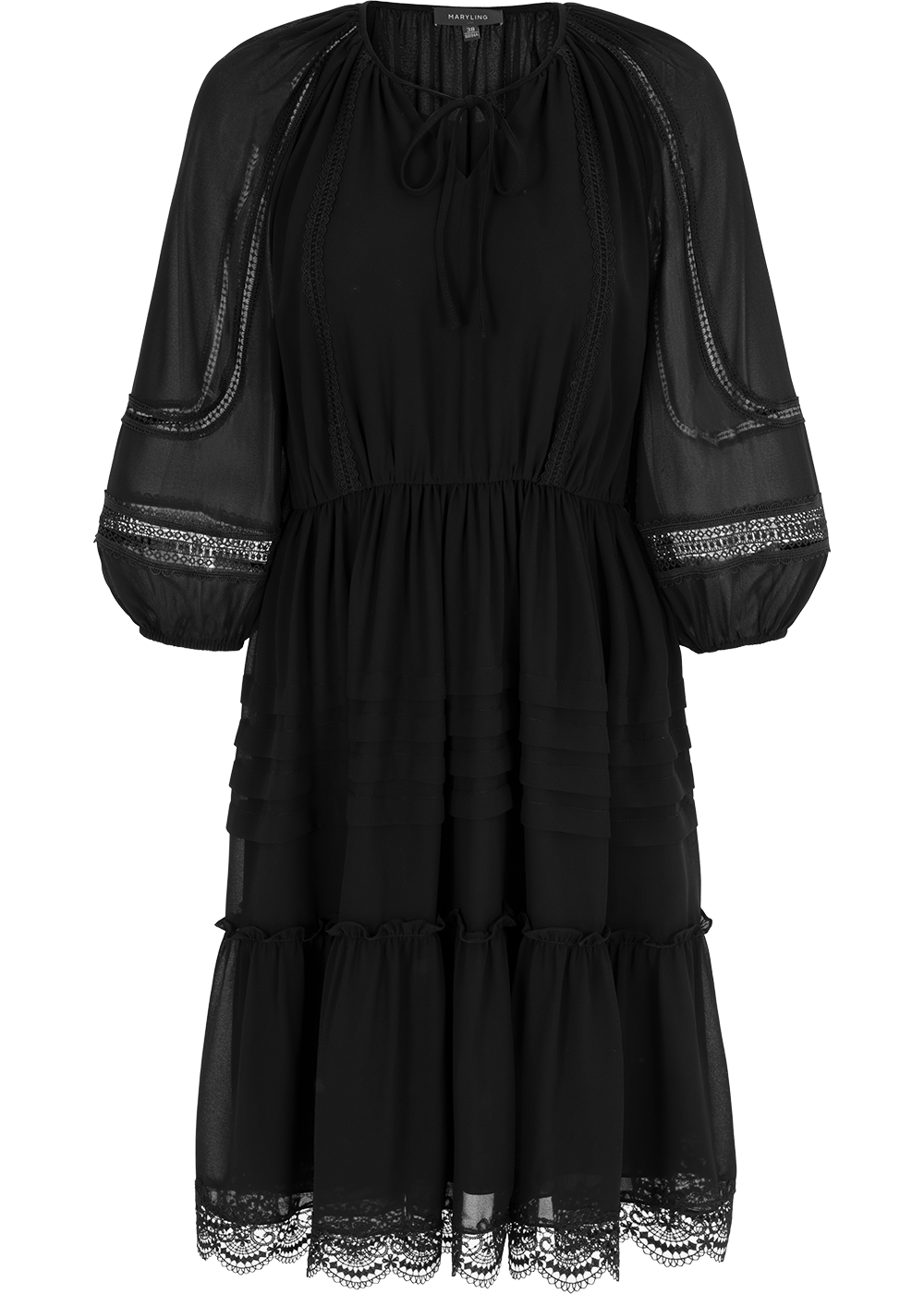 SALAZIA Black Silk Tiered Dresses