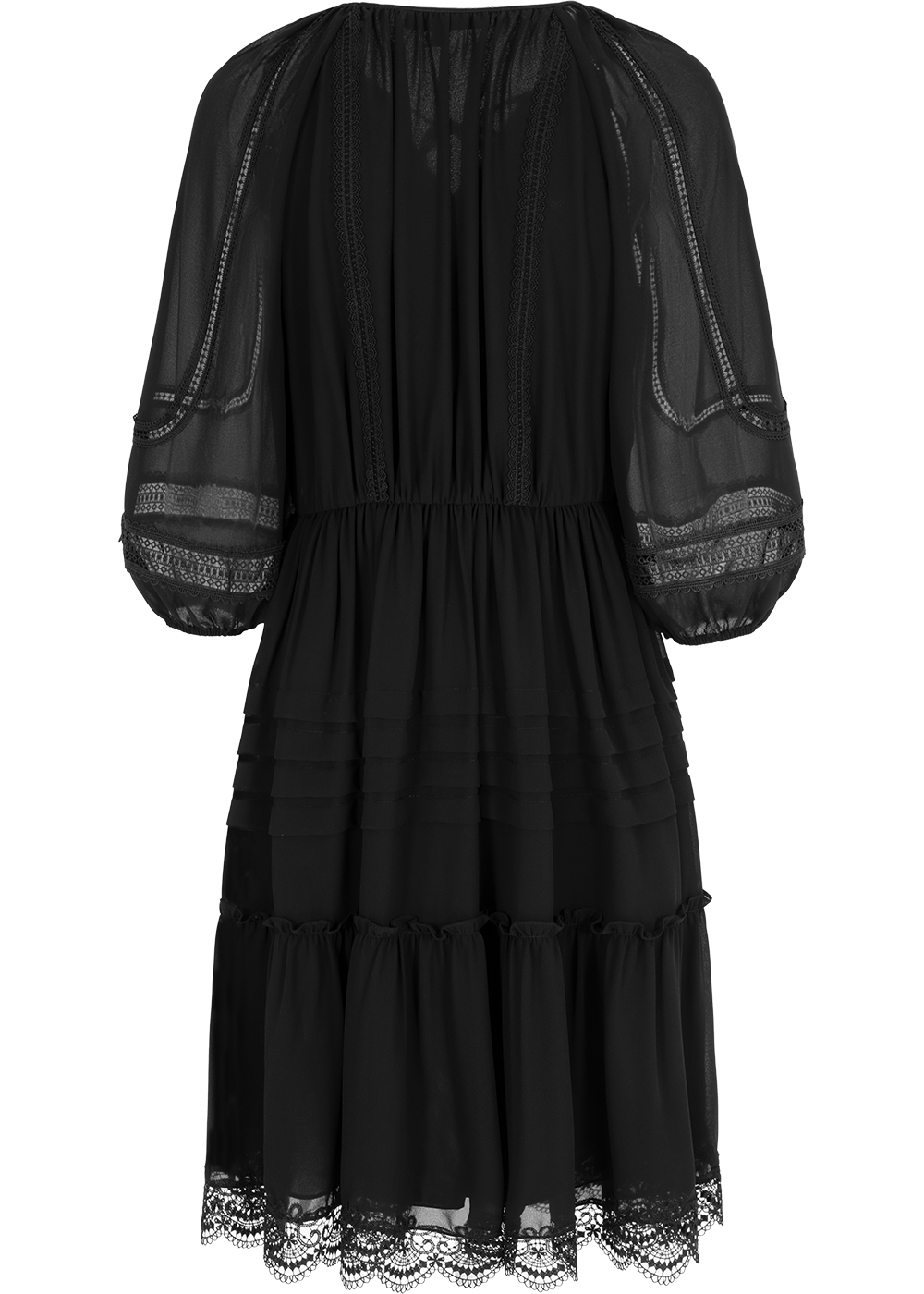 SALAZIA Black Silk Tiered Dresses