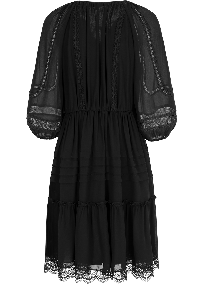 SALAZIA Black Silk Tiered Dresses
