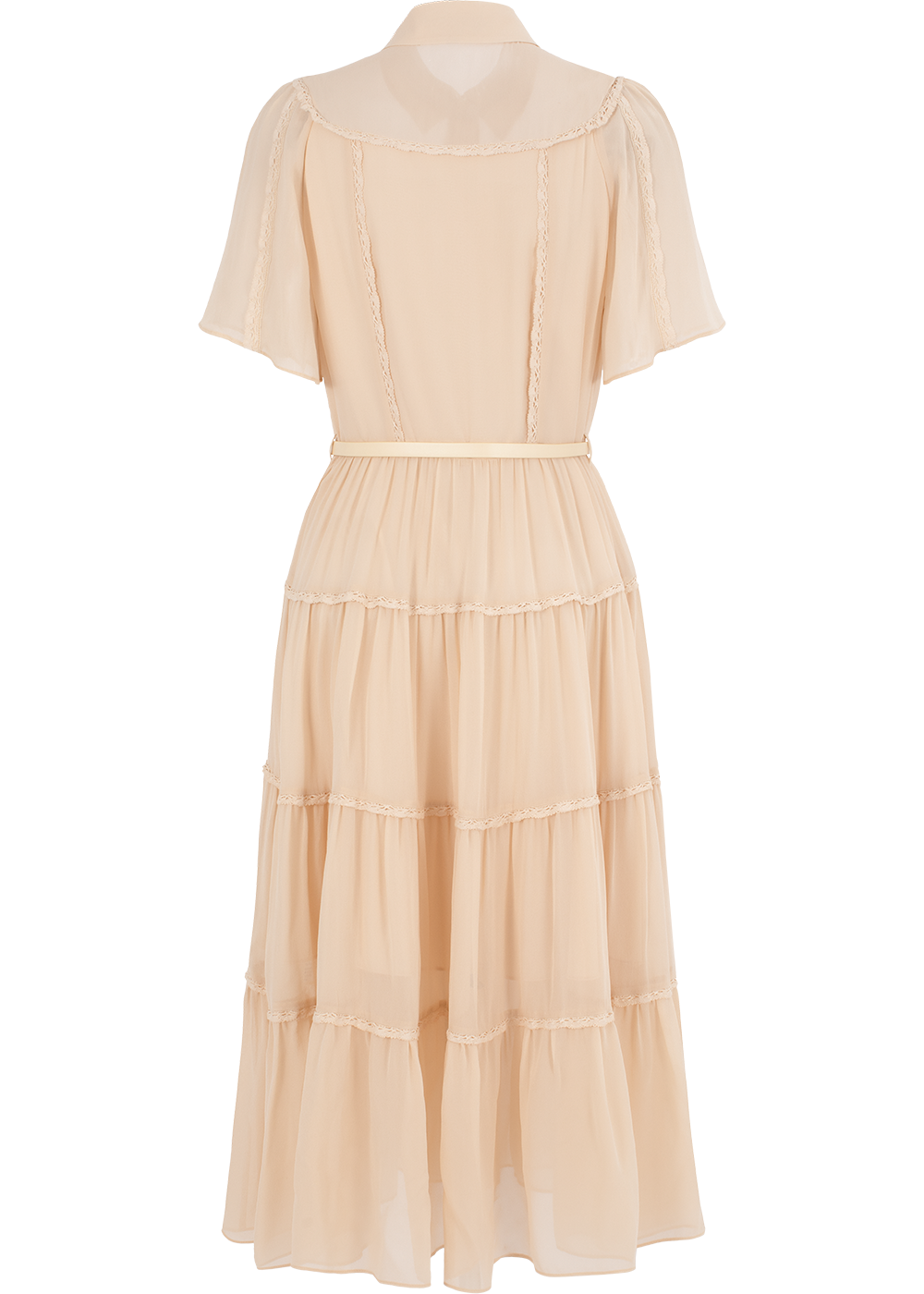 SALAZIA Beige Silk Short-Sleeve Dresses