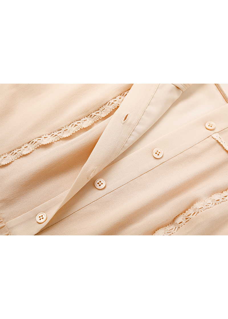 SALAZIA Beige Silk Short-Sleeve Dresses