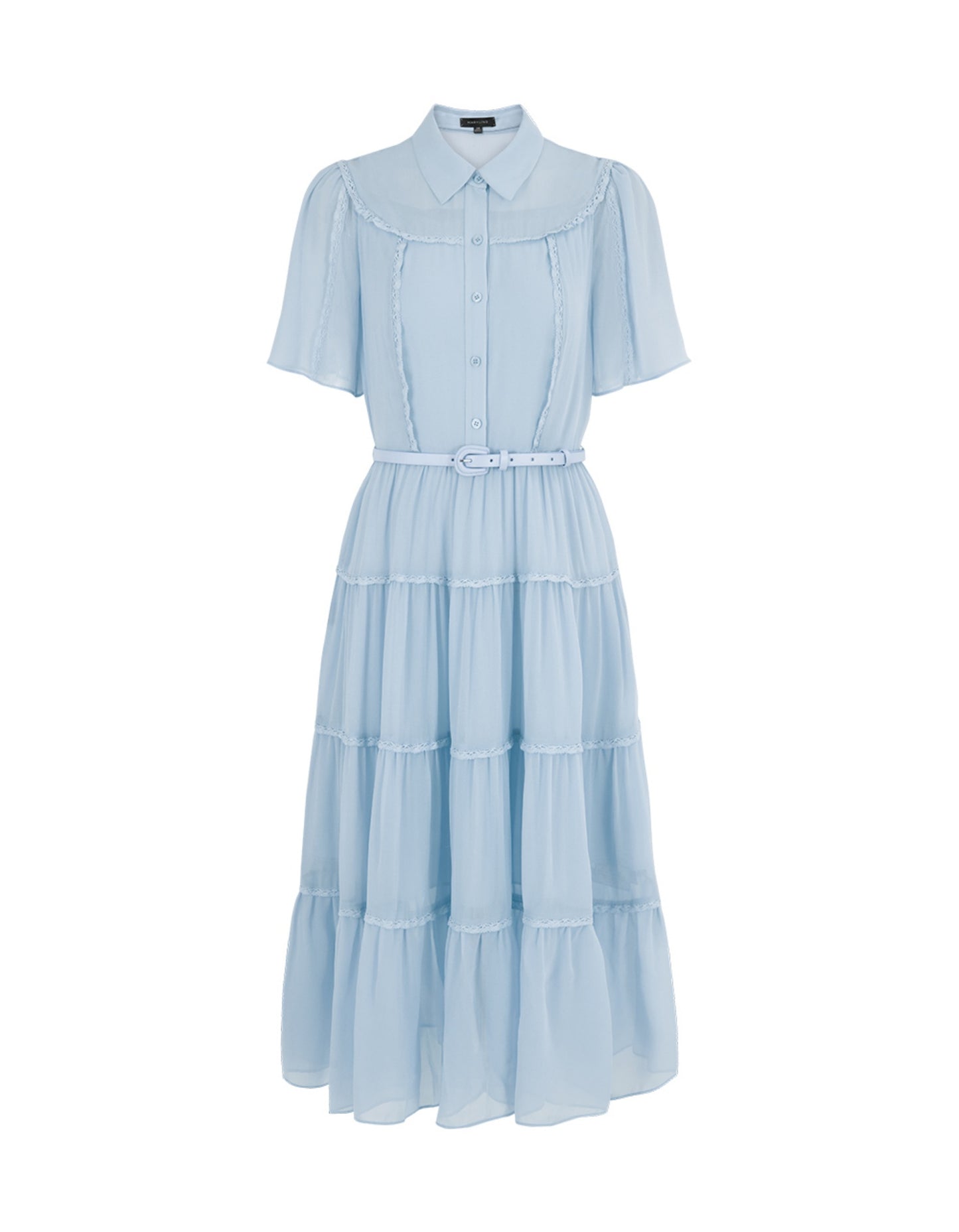 SALAZIA Short-sleeved fitted waist long Dresses