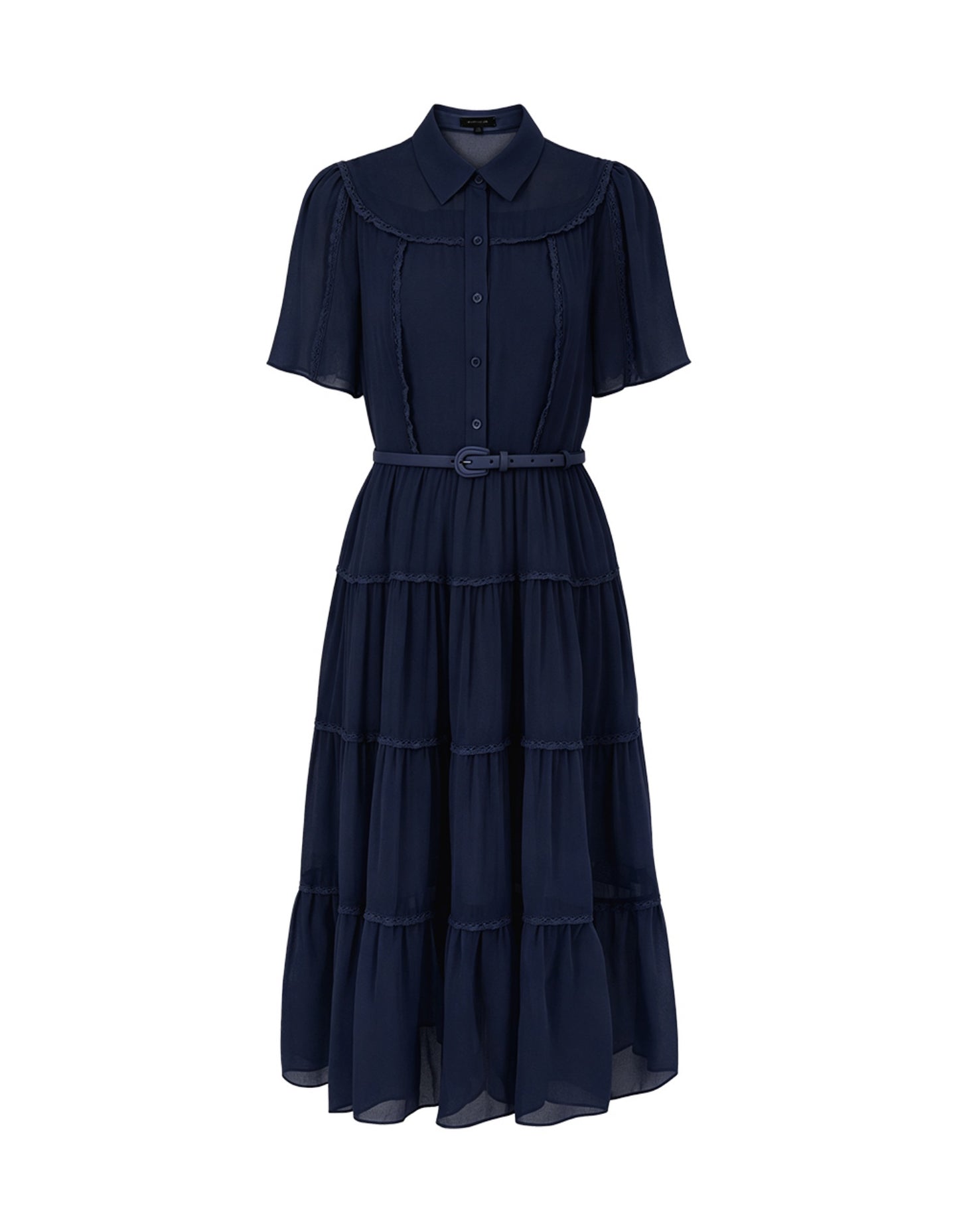 SALAZIA Short-sleeved fitted waist long Dresses