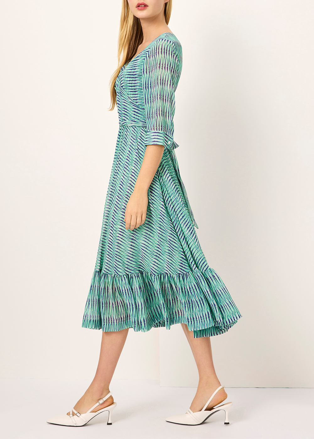 SALAZIA Green Rattan Weave Long-Sleeve Dresses
