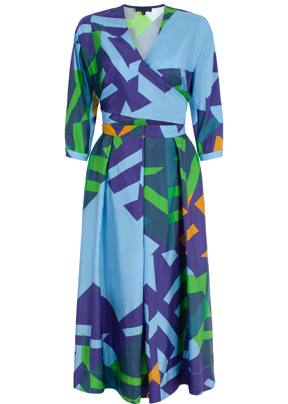 SALAZIA Blue-Green Collage Silk Dresses
