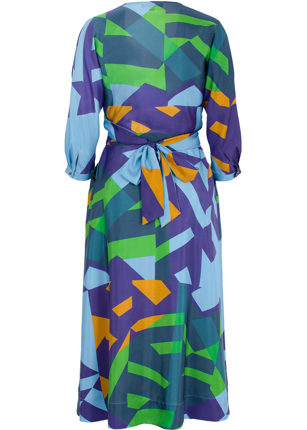 SALAZIA Blue-Green Collage Silk Dresses